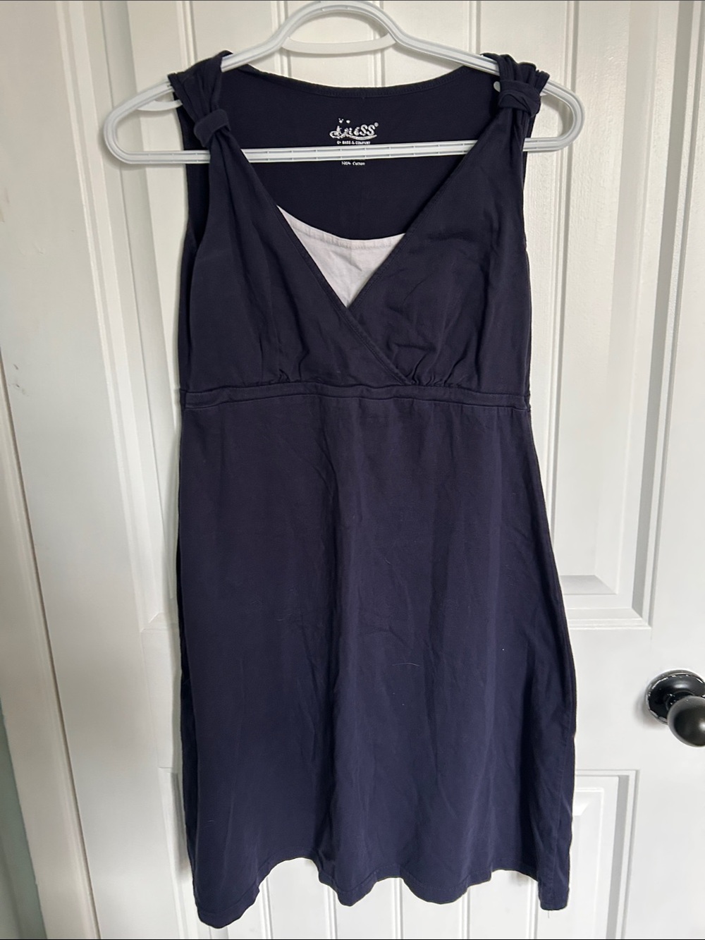 G.H. Bass & Co. Navy Sleeveless V-Neck Midi Dress with Knotted Straps